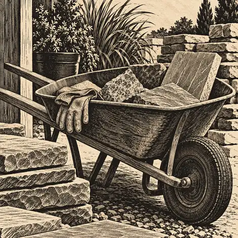 Illustration of landscaping businesses equipment and workspace
